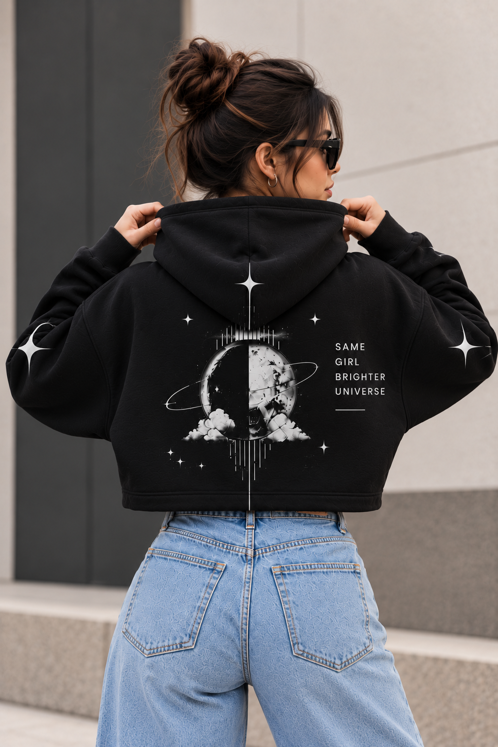 Girls Crop Black Hoodie