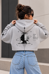 Gray Girls Crop Hoodie